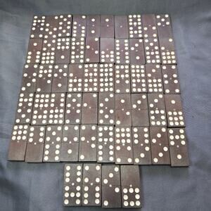 Vintage Wooden Dominoes Set of 54